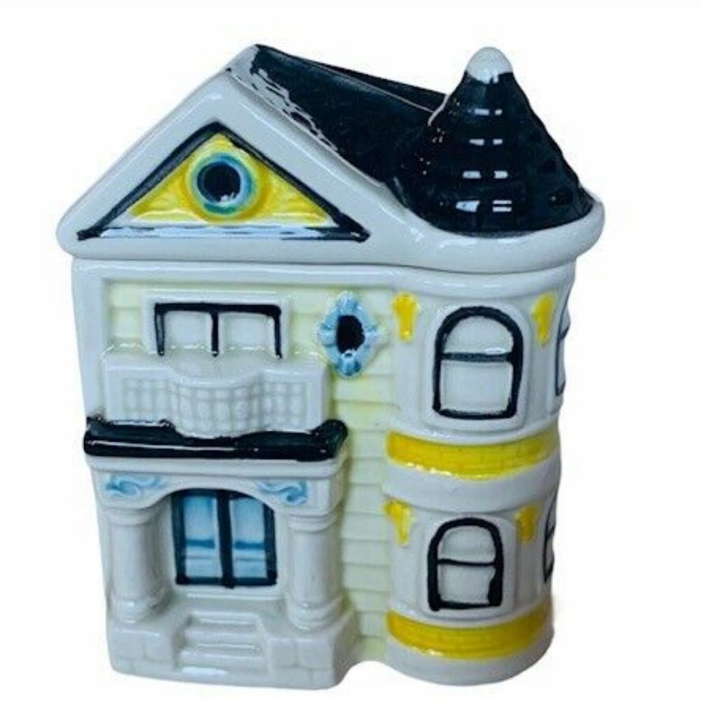 Otagiri Canister Spice Jar vtg 1980 ceramic house
